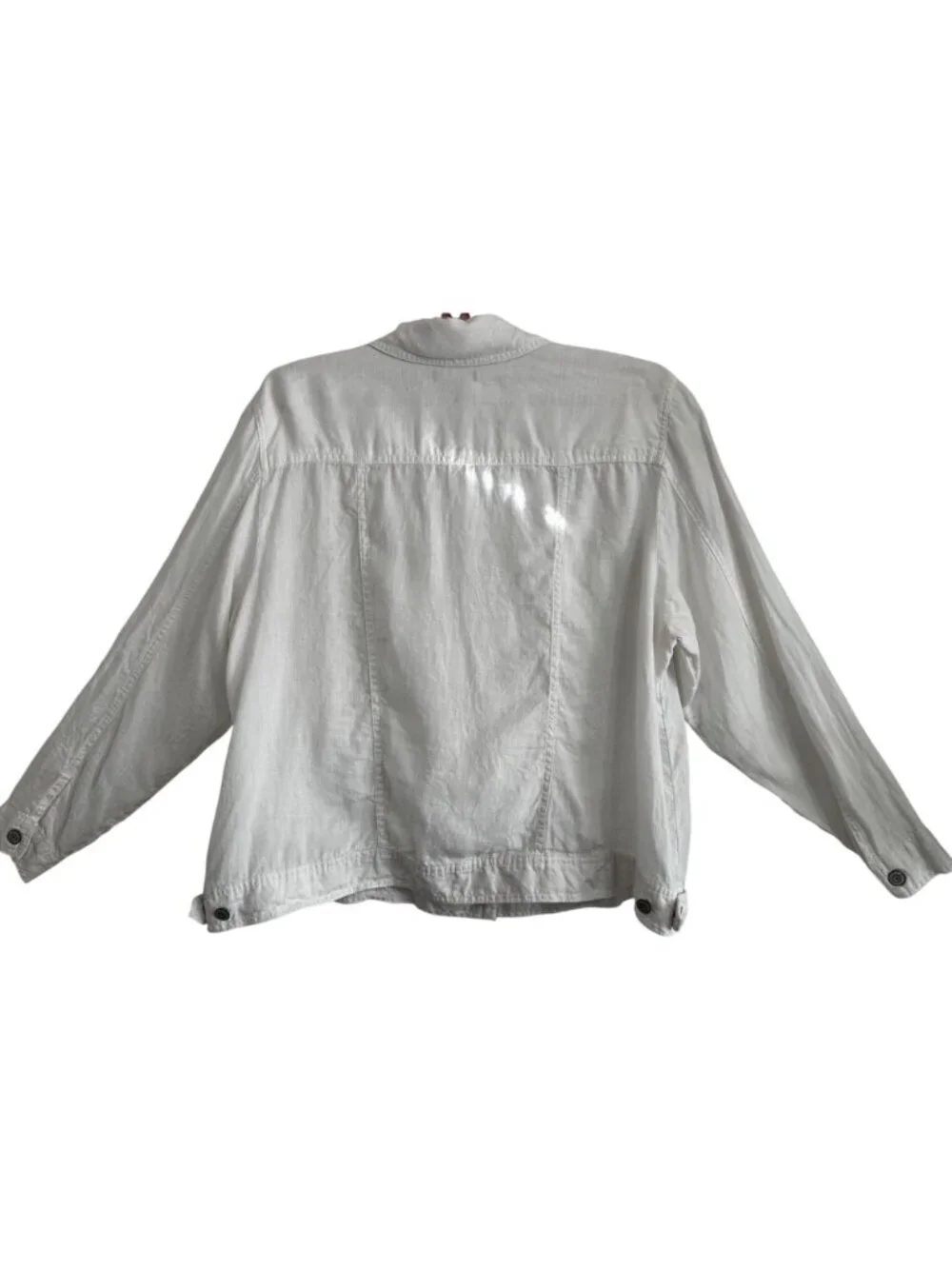 Jones New York Womens White 100% Linen Trucker Style Shacket Size 2X Beach - Picture 3 of 10